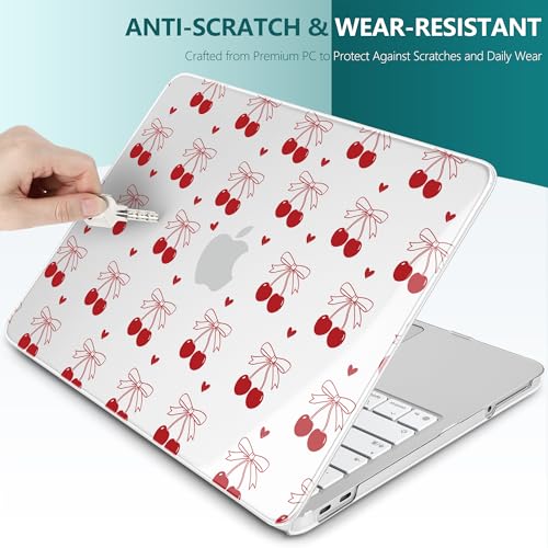 DONGKE Compatible with MacBook Neo 13 Inch Case 2026 A3404 A18 Pro chip & Touch ID, Plastic Hard Shell with Keyboard Cover, Screen Protector & Dust Plugs, Cherry & Heart - color: Cherry & Heart
