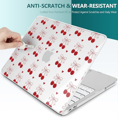 DONGKE Compatible with MacBook Neo 13 Inch Case 2026 A3404 A18 Pro chip & Touch ID, Plastic Hard Shell with Keyboard Cover, Screen Protector & Dust Plugs, Cherry & Heart - color: Cherry & Heart