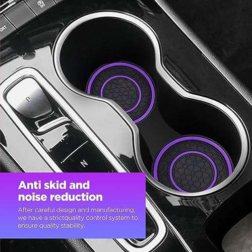 2 PCS Car Cup Holder Coaster,Car Coasters Cup Mats,2.75 Inch Universal Car Cup Coasters,Non-Slip Anti Dust Mats Cup Holder Insert Coaster, Suitable for Most Car Interior (Purple) - color: Purple