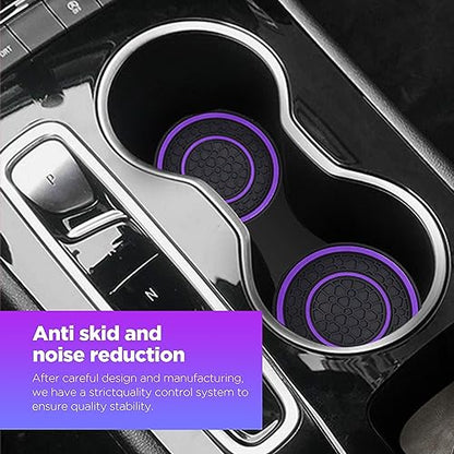 2 PCS Car Cup Holder Coaster,Car Coasters Cup Mats,2.75 Inch Universal Car Cup Coasters,Non-Slip Anti Dust Mats Cup Holder Insert Coaster, Suitable for Most Car Interior (Purple) - color: Purple