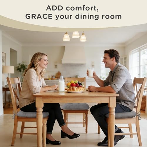 AddGrace Chair Cushions for Dining Chairs Set of 2 Non-Slip Kitchen Seat Cushions with Ties Tufted Thick Seat Pads for Indoor Kitchen Dining Furniture 17"x16"x3" Grey - color: Grey