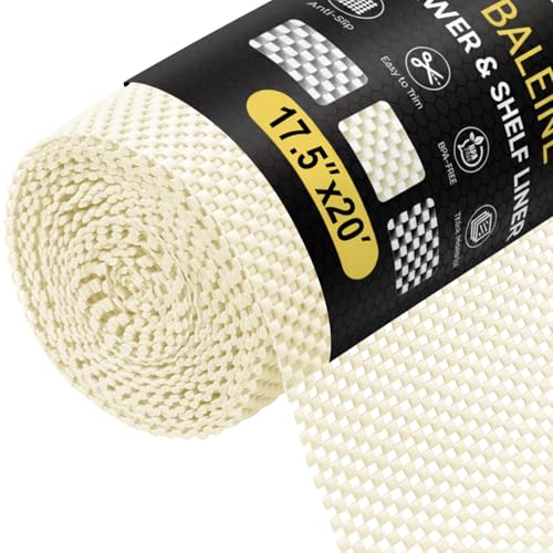 BALEINE Cabinet Liner, 17.5 in x 20 Ft Drawer and Shelf Liner for Kitchen Cabinets Non-Adhesive, Non-Slip Protect Desks, Cupboard, Drawers, Shelves, Tableware (Beige) - color: Beige, size: 17.5"W x 240"L