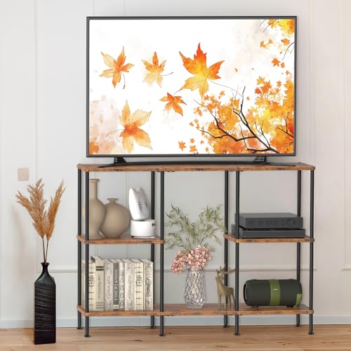 50 Inch TV Stand, Tall Entertainment Center with Open Storage Shelves,3 Tier Tall Farmhouse TV Console Table for Small Spaces, Media Cabinet Rustic Entertainment Center for Living Room Bedroom, Brown - color: Brown