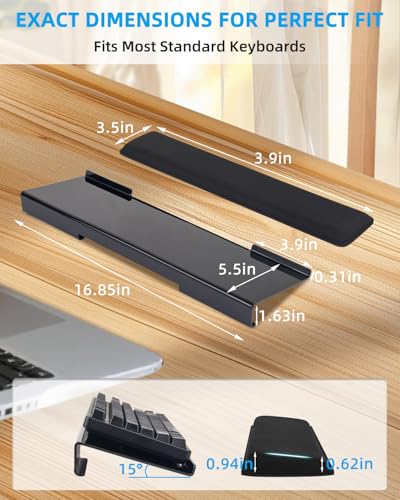 Keyboard Stand with Wrist Rest - Comfortable Wrist Pad for Easy Typing, Keyboard Tray for Office, Home, School (Fits Most Standard Keyboards) (Black) - size: Black