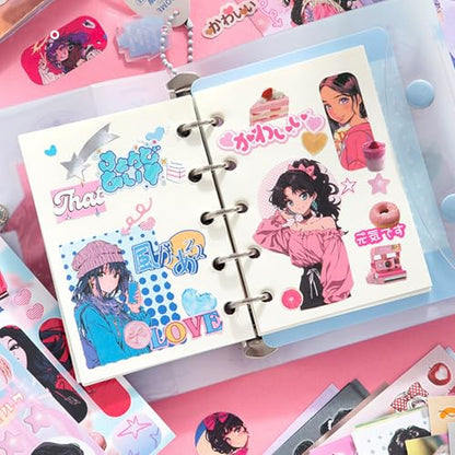 2-in-1 Japanese Sticker Set, 650+ Showa & 800+ Y2K Designs | Nostalgic retro graphics for creative projects, DIY cards, journals, scrap albums, vision boards, crafts, or gifts. - color: 2 in 1