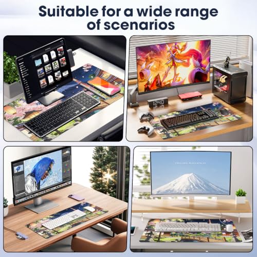 Durable Desk Pad 31.5x15.7 Inch - Thick XXL Mouse Pad with Anti Fray Stitched Edges, Natural Rubber Base, Smooth Fabric Top, Bridge - color: Bridge, size: 31.5" x 15.7"