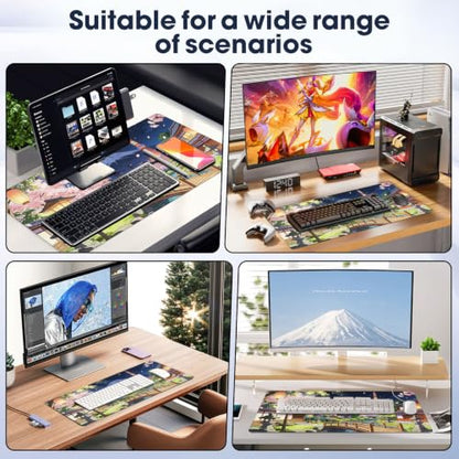 Durable Desk Pad 31.5x15.7 Inch - Thick XXL Mouse Pad with Anti Fray Stitched Edges, Natural Rubber Base, Smooth Fabric Top, Bridge - color: Bridge, size: 31.5" x 15.7"