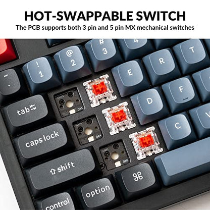 Keychron V6 Wired Custom Mechanical Keyboard, Full-Size QMK/VIA Programmable Macro with Hot-swappable Keychron K Pro Red Switch Compatible with Mac Windows Linux (Frosted Black-Translucent) - color: Hot-swap Keychron K Pro Red Switch