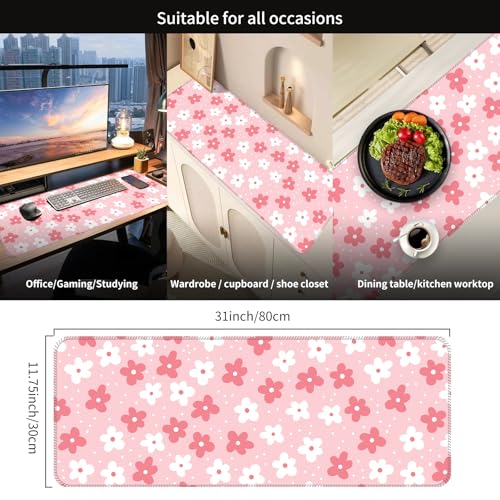 Large Gaming Mouse Pad, Full Keyboard Mat, Long Laptop Mousepad, Computer Mouse Mat for Home and Office, Anti-Slip Rubber Base, 31.5 x 11.5 Inches (Boho Flower) - color: Boho Flower