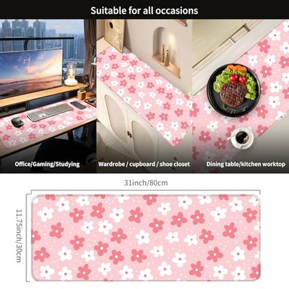 Large Gaming Mouse Pad, Full Keyboard Mat, Long Laptop Mousepad, Computer Mouse Mat for Home and Office, Anti-Slip Rubber Base, 31.5 x 11.5 Inches (Boho Flower) - color: Boho Flower