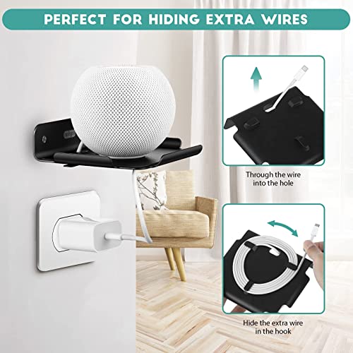 Small Wall Shelf, 4.7" Floating Shelves for Speakers, Internet Router, Smart Home, Apple HomePod Mini, Echo Dot 4th, Security Camera– for Bedroom, Gaming Room, and Living Room (Black)