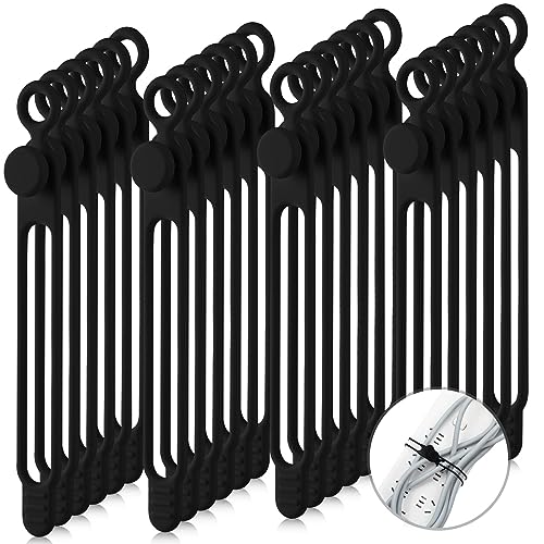 Nuanchu 40 Pcs Silicone Cable Ties Reusable Holder Adjustable Straps Multipurpose Charging Cable Organizer for Fastening Charging Cords Wires(7.1 Inch,Black) - color: Black, size: 7.1 Inch