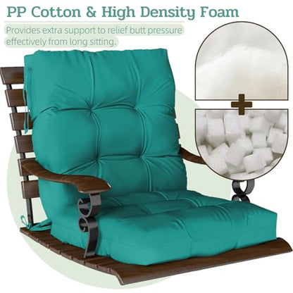 Outdoor Chair Cushions Set of 2, 42x21x4 Inch Patio Cushion for Dining/Rocking Chairs, High Back Soft Seat Pad with Ties, Indoor Outside Use, Fade-Resistant & Waterproof, Lake Blue - color: Lake Blue