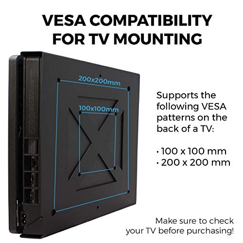 HumanCentric Wall Mount Compatible with PS4 Slim, 2 Controller Mounts Bundle, Mount on The Wall or on The Back of the TV with a VESA Pattern, Does Not Work with Fat or Pro PS4, Hardware Included