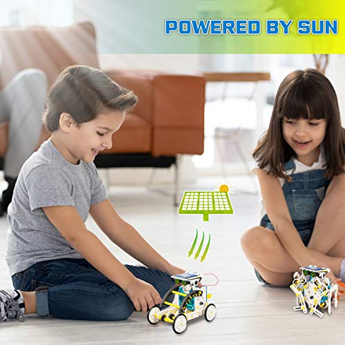 STEM 13-in-1 Solar Power Robots Creation Toy, Educational Experiment DIY Robotics Kit, Science Toy Solar Powered Building Robotics Set Age 8-12 for Boys Girls Kids Teens to Build - color: White1
