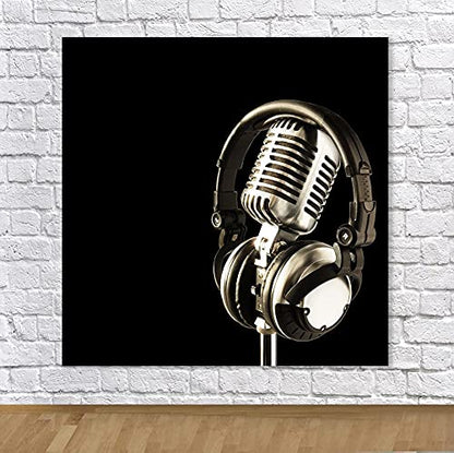 5x5ft Headphones Backdrop Black Photography Background for Adult's Party Decor Banner Photo Booth Studio Props BJAY11 - size: 5x5FT