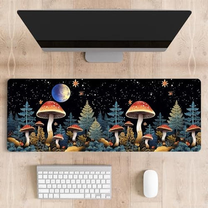 Mousepad Desk Mat Gaming Large Keyboard Cute Office Desktop Computer Laptop XXL Long Big Kawaii Aesthetic Girly Pretty Design Women Girl Gamer Oversized Wide 30x12'' Mousepad, Moon Mushroom - color: Moon Mushroom