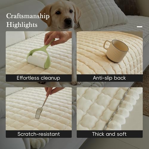 Couch Covers for 3 Cushion Couch Sofa Pet Friendly,Non-Slip Sofa Cover Washable - color: Sg-white, size: 27.6" x 59"