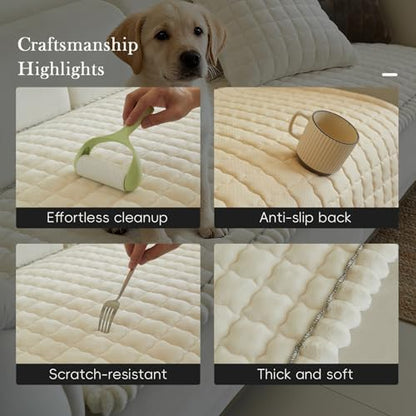 Couch Covers for 3 Cushion Couch Sofa Pet Friendly,Non-Slip Sofa Cover Washable - color: Sg-white, size: 27.6" x 59"