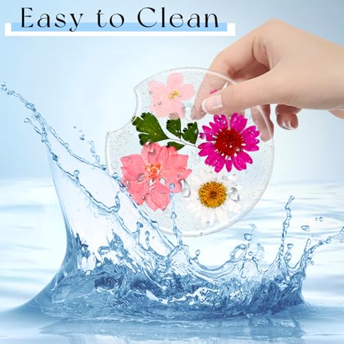 Swooflia Flower Car Cup Holder Coasters for Women - 2.75 Inch Cute Resin Clear Automotive Drink Cupholder Insert Car Accessories 2 Pack Pink - color: Pink