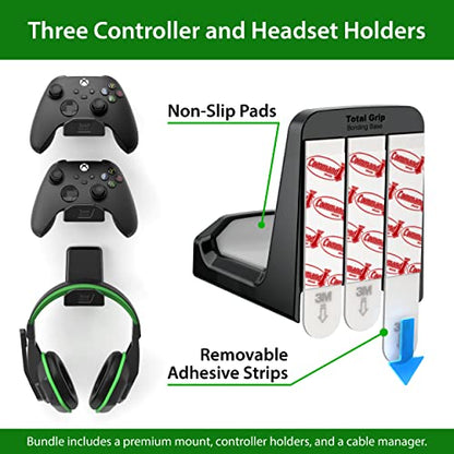 TotalMount – Wall Mount for Xbox Series X – Prevents Your Xbox from Falling by Securing Each Side (Large Bundle: Wall Mount and 3 Controller Holders) - size: Large Bundle: Wall Mount and 3 Controller Holders
