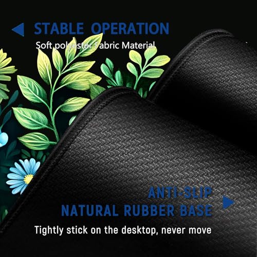 Large Mouse Pad + Keyboard Wrist Rest Set, Extended Gaming Mousepad (31.5X11.8 inch) with Non-Slip Rubber, Ergonomics Memory Foam Mouse Wrist Rest Support, Green Garden Pattern XXL Desk Pad - color: Yu-Mouse Pad-3-B39