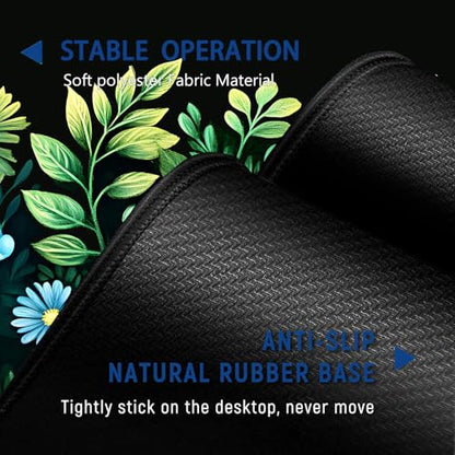 Large Mouse Pad + Keyboard Wrist Rest Set, Extended Gaming Mousepad (31.5X11.8 inch) with Non-Slip Rubber, Ergonomics Memory Foam Mouse Wrist Rest Support, Green Garden Pattern XXL Desk Pad - color: Yu-Mouse Pad-3-B39