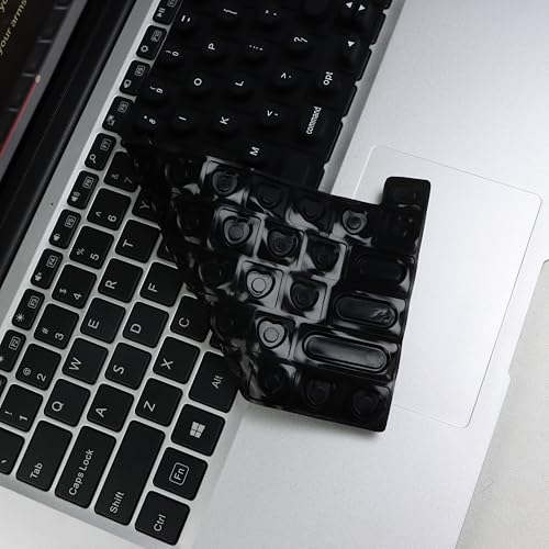 Keyboard Cover for Long Nails Compatible with MacBook Pro 13 inch M2 2023, 2022, 2021 2020 M1 A2338 A2289 A2251&Compatible with MacBook Pro 16 2020 2019 A2141 Touch ID, US ANSI (Black & Heart) - color: Black