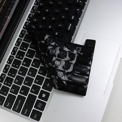 Keyboard Cover for Long Nails Compatible with MacBook Pro 13 inch M2 2023, 2022, 2021 2020 M1 A2338 A2289 A2251&Compatible with MacBook Pro 16 2020 2019 A2141 Touch ID, US ANSI (Black & Heart) - color: Black