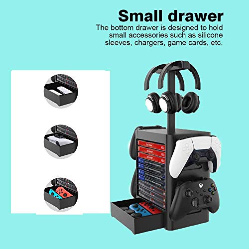 Multifunctional 10 Games Disk Storage Rack for PS5 Controller/Headset Stand Holder for PS4/Xbox Series X/Switch/PS5 Game Accessories Organizer