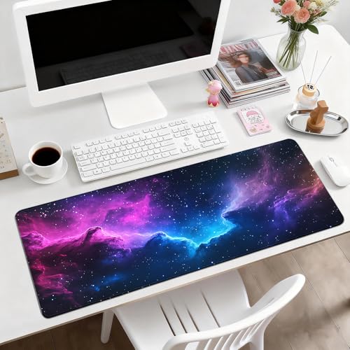 Gaming Desk Mat with Silky Smooth Surface & Exquisite Patterns,31.5x11.8 Inches Large-Sized Mouse Pad, Perfect for Extended Gaming,Work,and Home Office Decor (Starry Sky 5) - color: Starry Sky 5