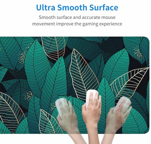 Large Gaming Mouse Pad with Stitched Edges, Desk Mat Extended Keyboard Pad, Non-Slip Rubber Base Desk Pad for Laptop, Office, Home, 31.5X15.7 inch Tropical Leaves - color: Tropical Leaves, size: 31.5L x 15.7W inches
