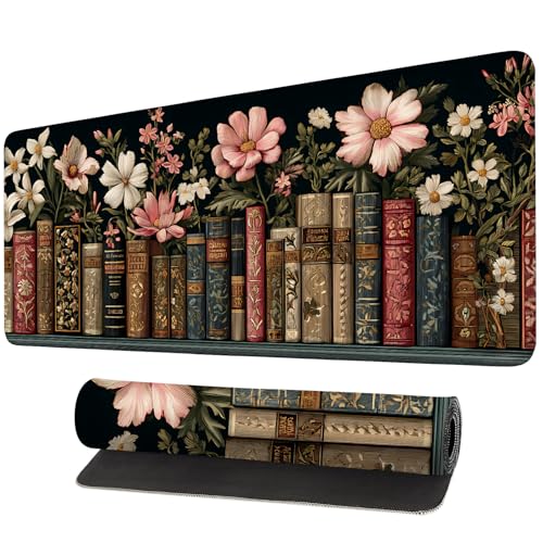 Mouse Pad, Large Anti-Slip with Stitched Edges Desk Mat Desktop Laptop Computer Desk Keyboard Mat,Table Protector Blotter Mat (Book, 35.4" x 15.7") - color: Book, size: 35.4" x 15.7"
