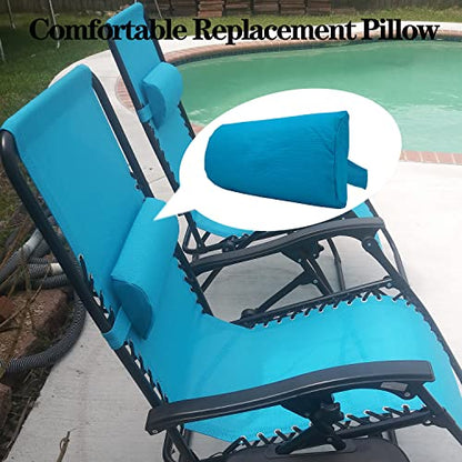 Zero Gravity Chair Set of 2 Replacement Pillow Headrest with Elastic Band, Universal Soft Removable Padded Cushion Head Pillow for Zero Gravity Lounge Chair, Folding Patio Lawn Recliner Chair - color: Light Blue, size: 2 Pack