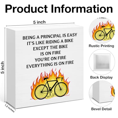 School Principal Appreciation Gifts for Women Men, Christmas Birthday Gifts for Principal, Everything is on Fire Wooden Sign Home Office Shelf Desk Decor - color: BEING