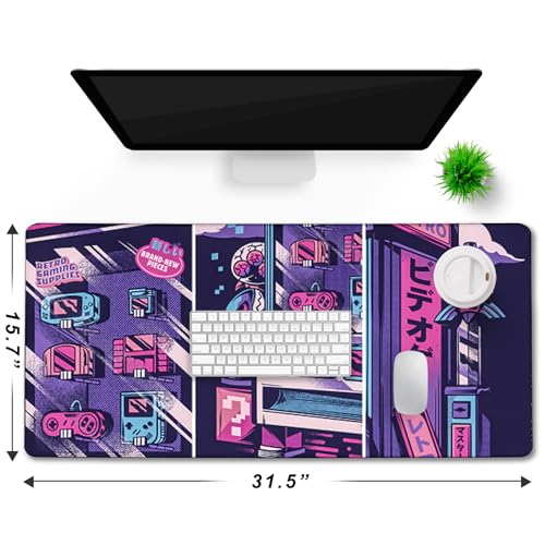 Japanese Comic Large Gaming Mouse Pad with Stitched Edges, Durable Non-Slip Natural Rubber Base, (31.5X15.7 Inch) Waterproof Laptop Pad Mat for Esports Pros/Gamer/Desktop/Office/Home - color: Comic