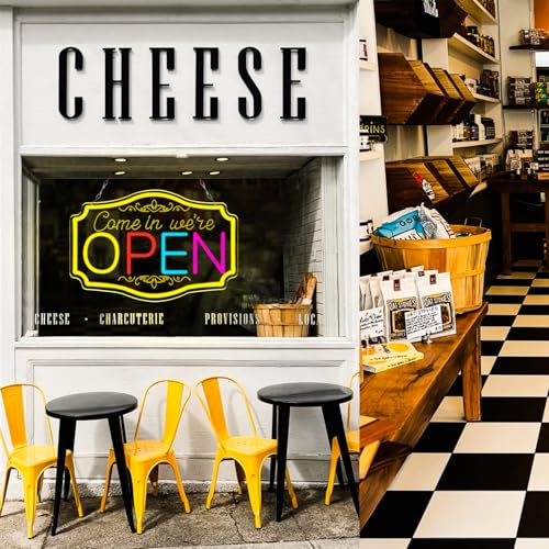 23.6"x15.9" Large Size Open Neon Signs for Business，Come in We're Open Neon Lighs for Party Bar Salon Stores Hotel Wall Decor - style: open001