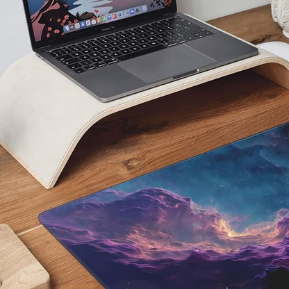 Large Gaming Mouse Pad with Purple Cloud Design, 35.4x15.7 Inch Extended Desk Mat, Soft Cloth Surface with Anti-Slip Rubber Base for Keyboard and Mouse - color: Purple Clouds