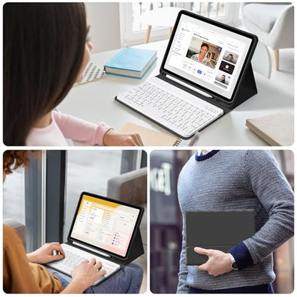 Keyboard Case for iPad (A16) 11th Gen 11 Inch 2025, iPad 10th Generation 10.9 inch 2022 with Pencil Holder, Wireless Keyboard and Slim Lightweight Soft Cover Auto Wake/Sleep, Black - color: Black