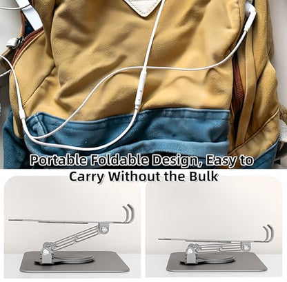 360° Rotatable & Adjustable Metal Tablet Stand for Desk, Foldable & Portable Tablet Holder, Compatible with iPad Pro/Air, iPhone, Universal Use for Office/Movie/Studying/Drawing/Gaming, Black - color: Two-Tone Stand - Black