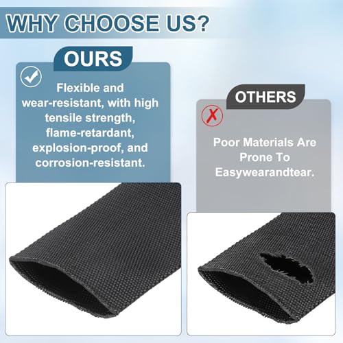 HARFINGTON Nylon Protective Hose Sleeve 2" ID 10FT Cable Cover Sheath Hydraulic Hose Protector Wrap for Welding Cord Tig Torch Hydraulic, Black - size: 2" ID 10FT