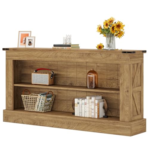 Tribesigns 63-Inch Long Console Table for Entryway, Narrow Long Entry Table with Shelves for Living Room, Farmhouse Sofa Console Behind Couch, for Foyer, Hallway, Brown - color: Brown