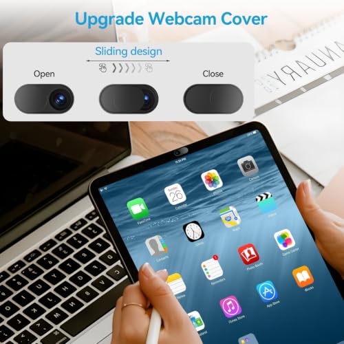 CloudValley Upgrade Webcam Camera Cover, [3-Pack] 0.023 inch Metal Camera Cover Slide for Mac, iPad, MacBook Pro, MacBook Air, Laptops, PC/Computer, Tablets, Web Blocker Protect Your Privacy - color: Black-Oval, size: 3 packs webcam cover
