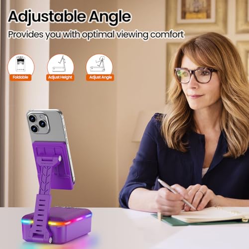 JTEMAN Gifts for Men Women,Cell Phone Stand with Bluetooth Speaker,LED Light,and Lanyard,Cool Tech Gadgets,Unique Birthday Gifts for Men Husband Mom Dad-Purple - color: Purple