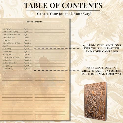 DnD Journal | D&D Notebook with 3D Dragon Embossed Hardcover | DnD Character Journal & Campaign Tracker | 150+ DnD Stickers included | D&D Character Sheet | DnD Gifts, Items & Accessories for Players