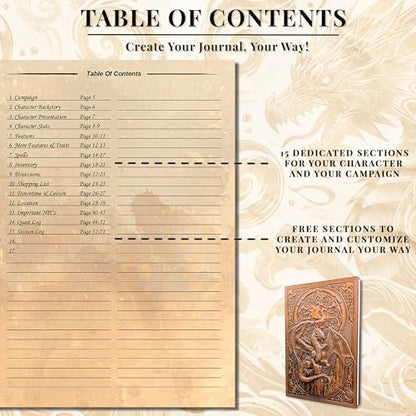 DnD Journal | D&D Notebook with 3D Dragon Embossed Hardcover | DnD Character Journal & Campaign Tracker | 150+ DnD Stickers included | D&D Character Sheet | DnD Gifts, Items & Accessories for Players