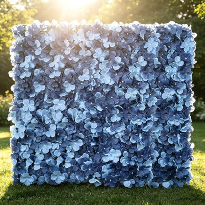 Efavormart Dusty Blue UV Protected Hydrangea Flower Wall Mat Backdrop 4 Artificial Panels 11 Sq ft. - color: Dusty Blue