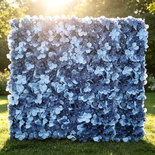 Efavormart Dusty Blue UV Protected Hydrangea Flower Wall Mat Backdrop 4 Artificial Panels 11 Sq ft. - color: Dusty Blue