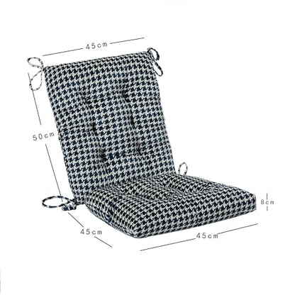 Outdoor Patio Cushion, Rocking Chair Cushion, Tufted Pads, Set of Upper and Lower with Ties Pack of 2 (2 Sets) - Back 20"×17", Seat 17"×17" (Blue Houndstooth) - color: Blue Houndstooth