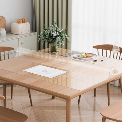 VEVOR Plastic Table Cover, 54 x 54 Inch 1.5 mm Thick Clear Square PVC Desk Mat Protector, Waterproof & Easy Cleaning Desk Pad Tablecloth, for Office, Dresser, Dining Room, Night Stand - size: 54" x 54" (Square)